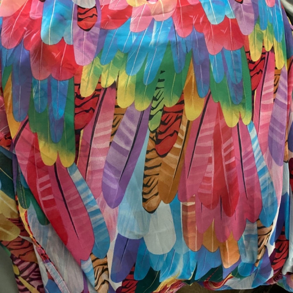 Bohemian Rainbow Feathers Kimono Beach Coverup - Picture 10 of 12